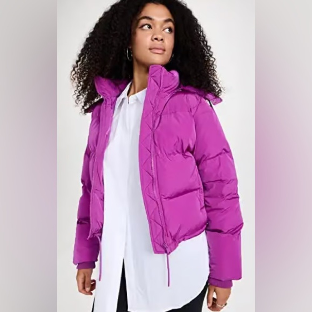Good American ‘Cropped Iridescent Puffer’